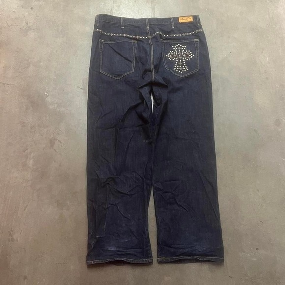 Vintage Sean John men's studded embroidered dazzle cross baggy jeans 40